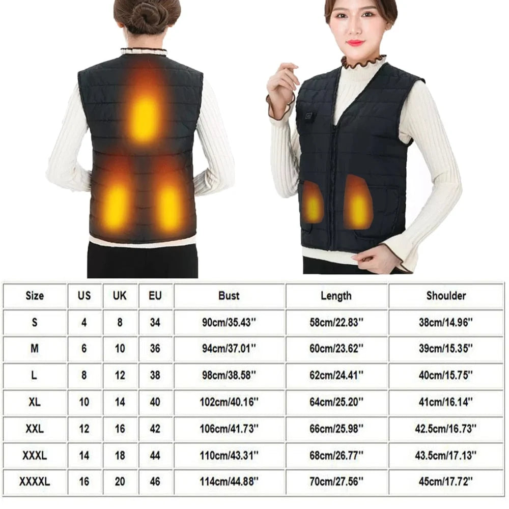 Heated Vest Five Heating Zones Three Settings