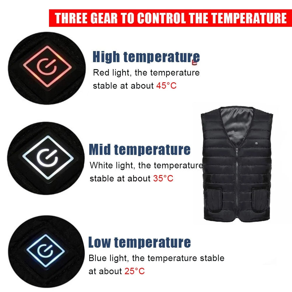 Heated Vest Five Heating Zones Three Settings