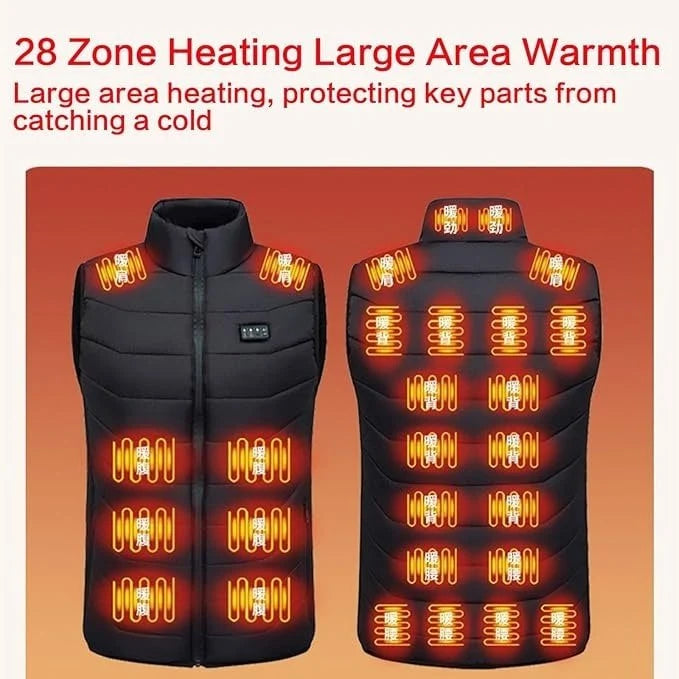 Heated Vest USB-Powered 28 Heating Zones Quilted Design