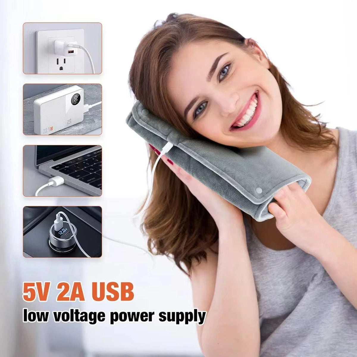 Heating Pad USB-Powered Microplush Machine Washable