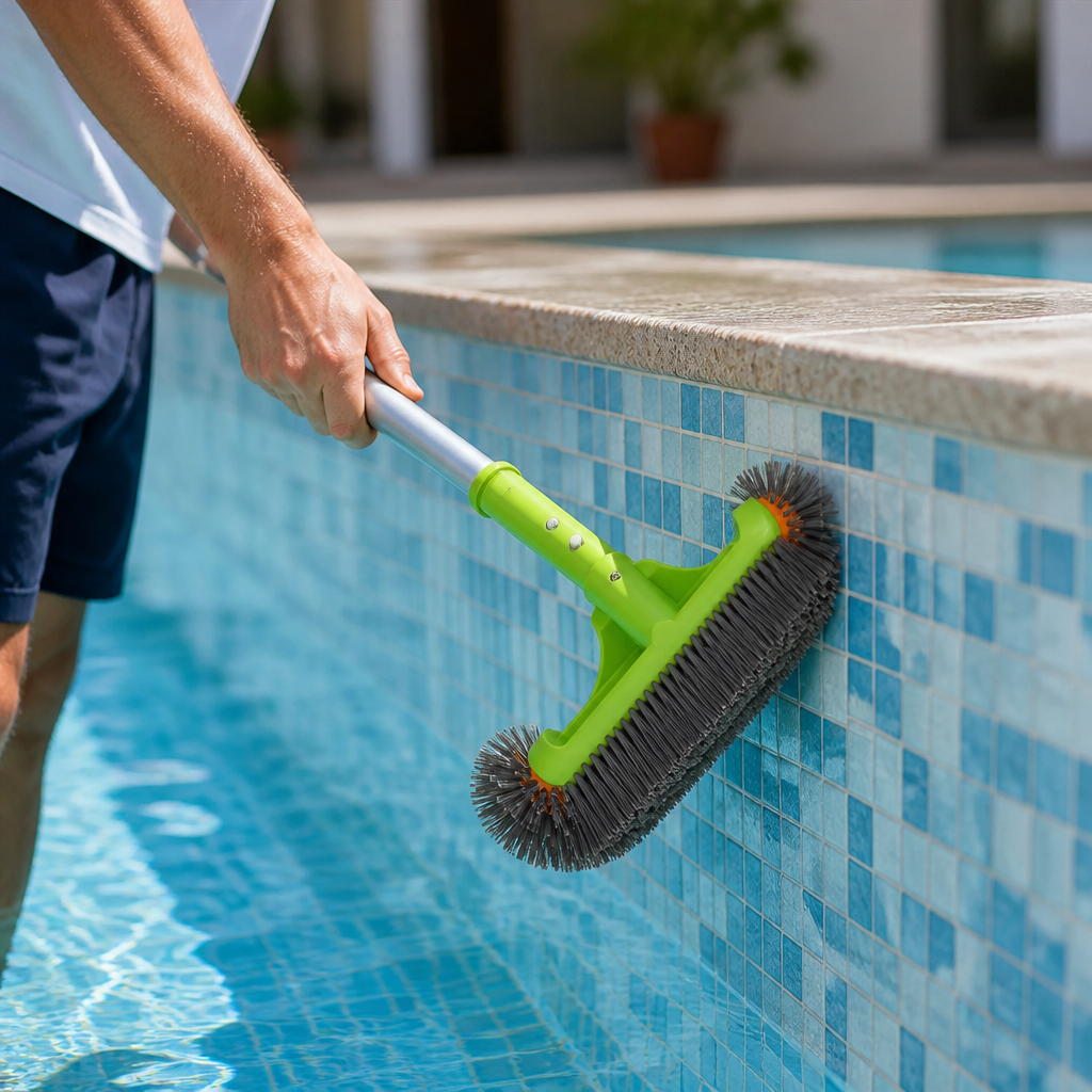 Heavy-Duty Nylon Bristles & Reinforced Aluminum Handle Pool Brush (13-Inch)