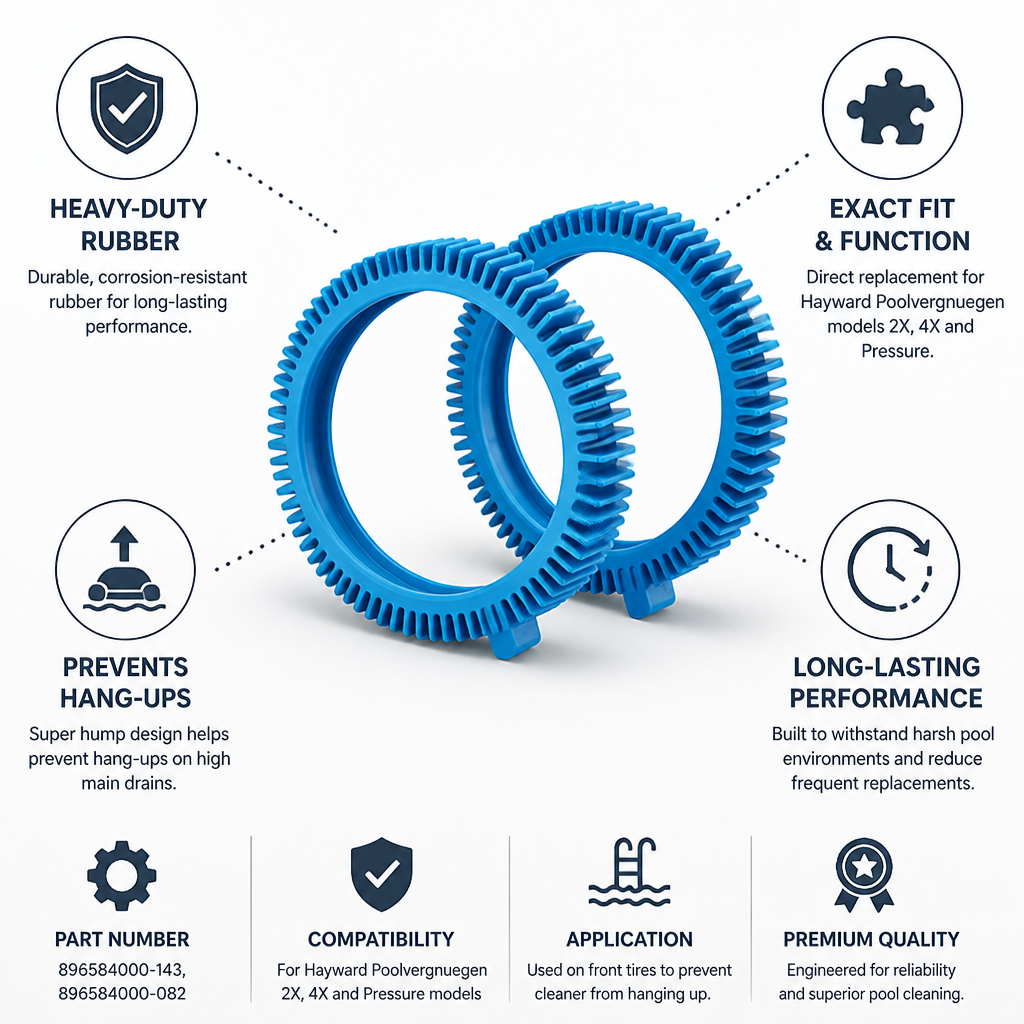 Heavy-Duty Rubber Super-Hump Pool Cleaner Tires (For Hayward Poolvergnuegen)