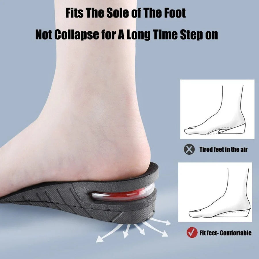 Height Increase Insoles Adjustable Up To 3.5 Inch Shock-Absorbing