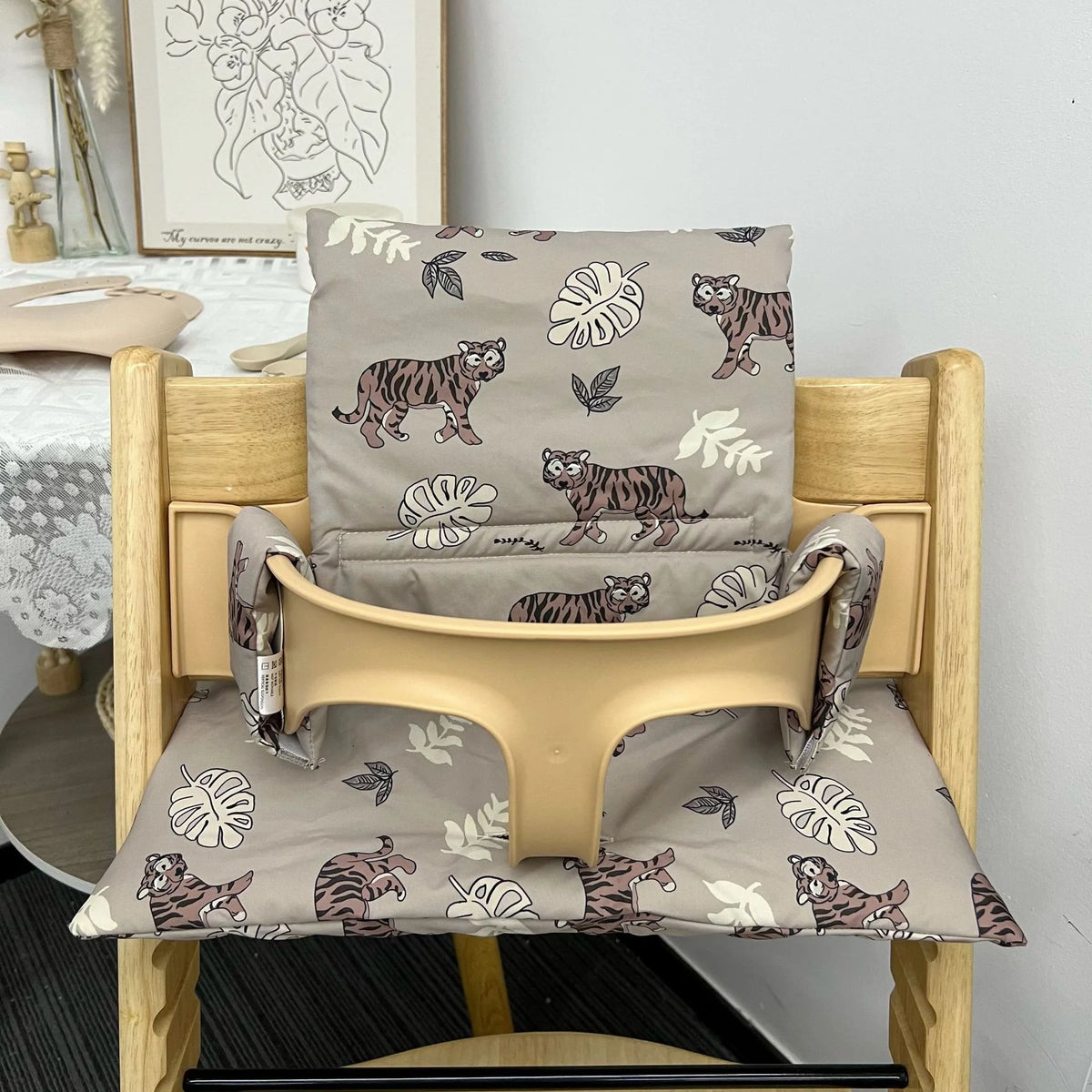 High Chair Cushion Padded Removable Machine-Washable Cover & Harness Slots