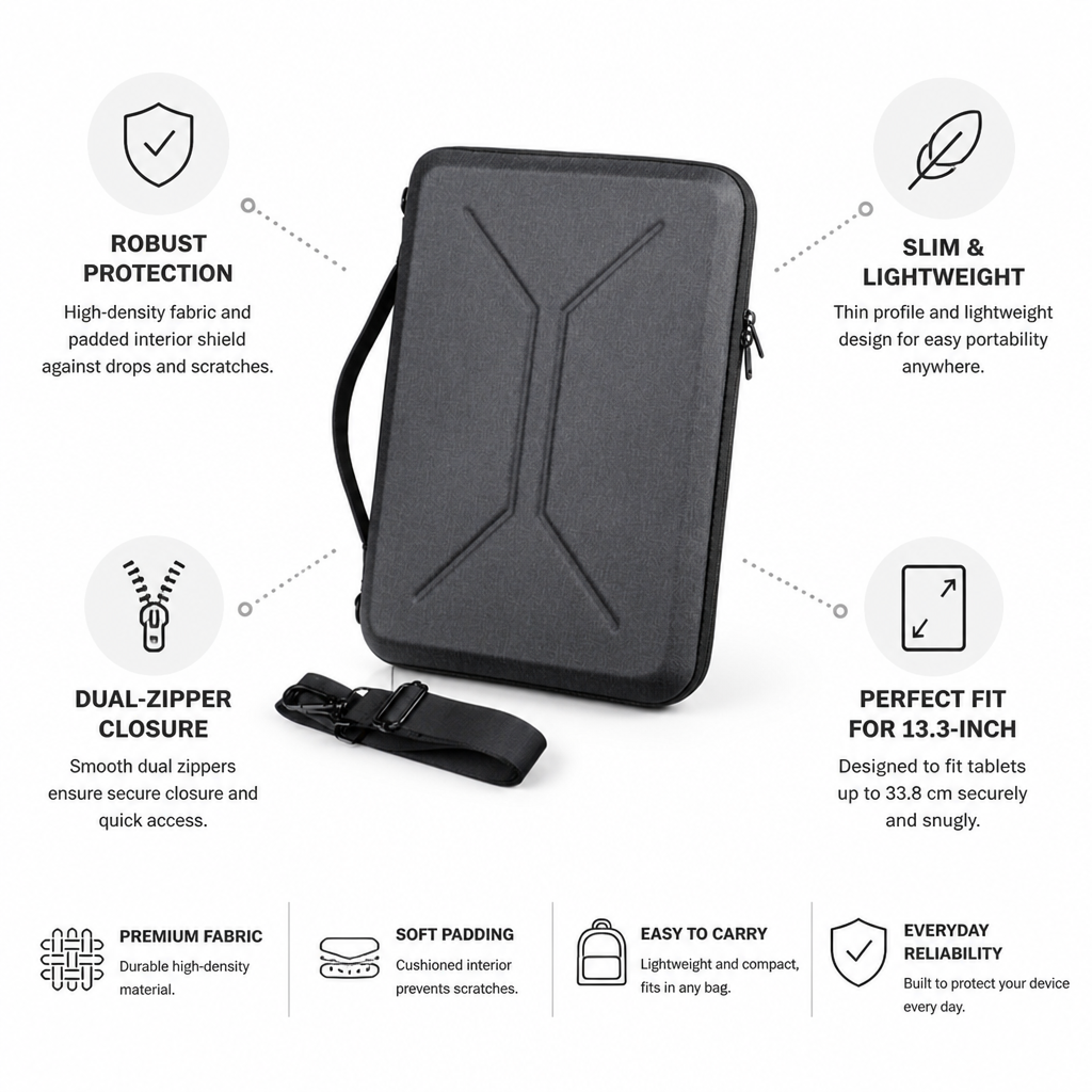 High-Density Padded Dual-Zipper Tablet Sleeve (13.3-Inch)