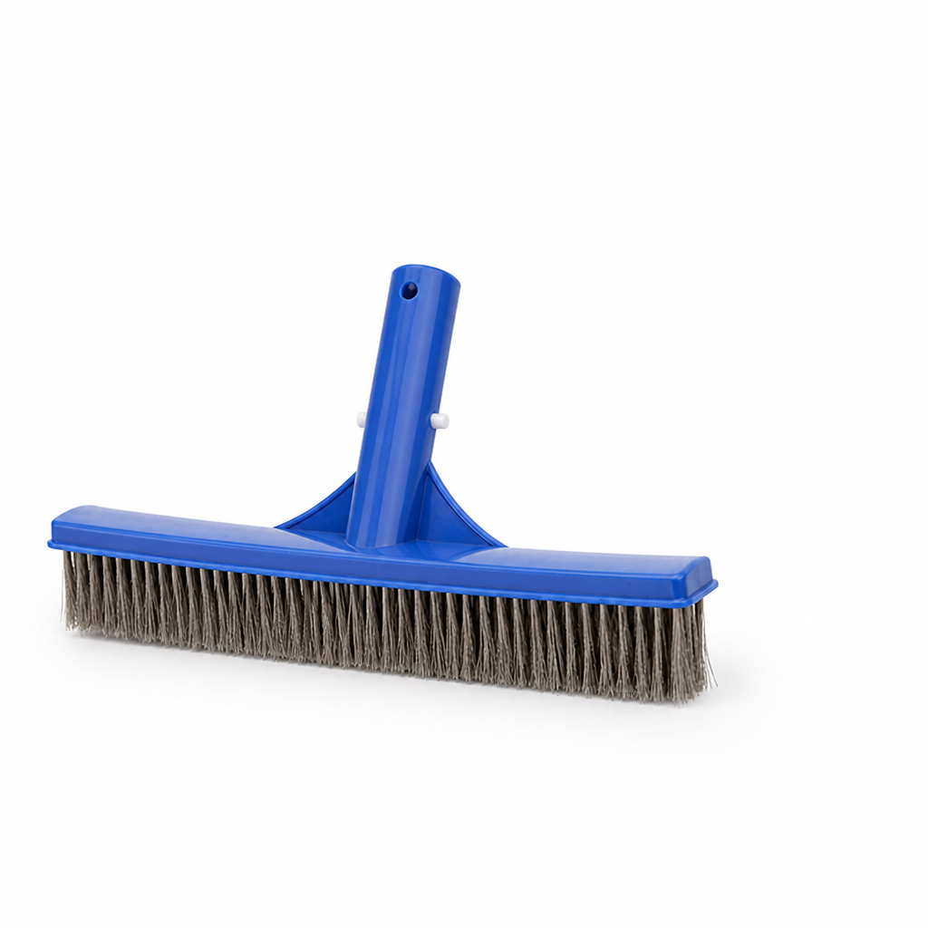 High-Density Steel Bristle Pool Brush (10in, Telescopic-Ready)