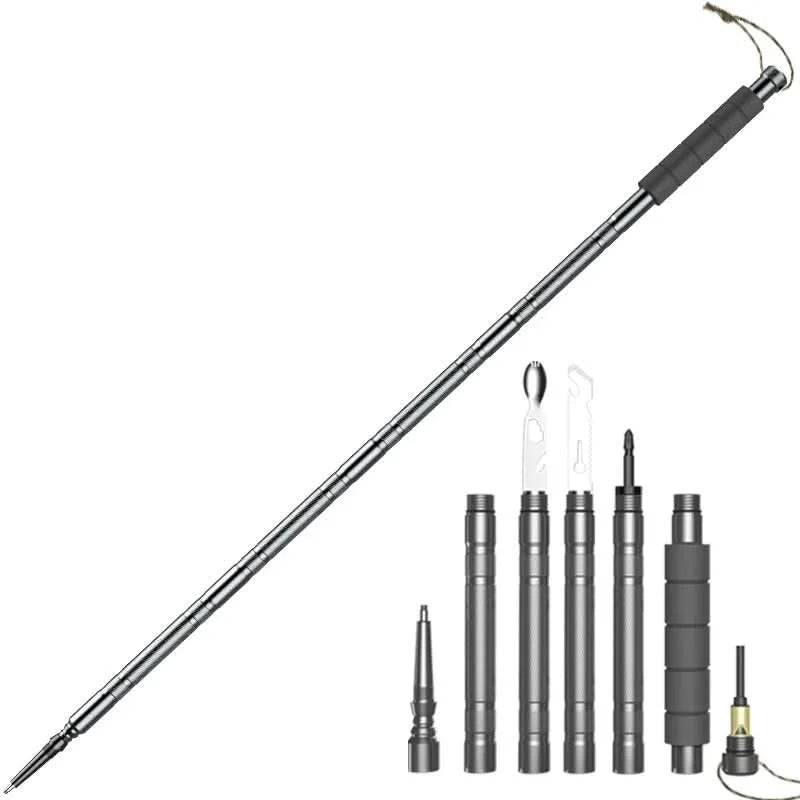 Hiking Pole Integrated Multitool Foldable Design