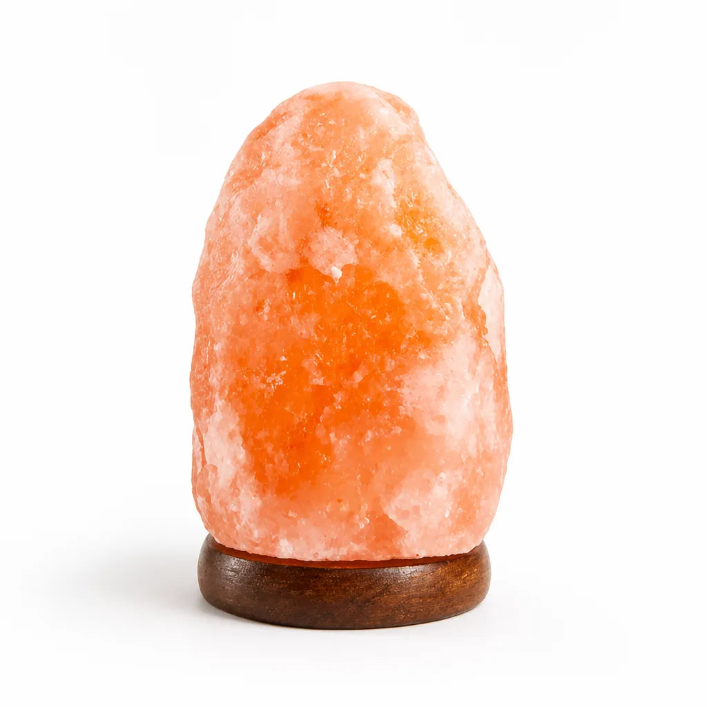 Himalayan Salt Lamp Handcrafted Warm Glow Wooden Base