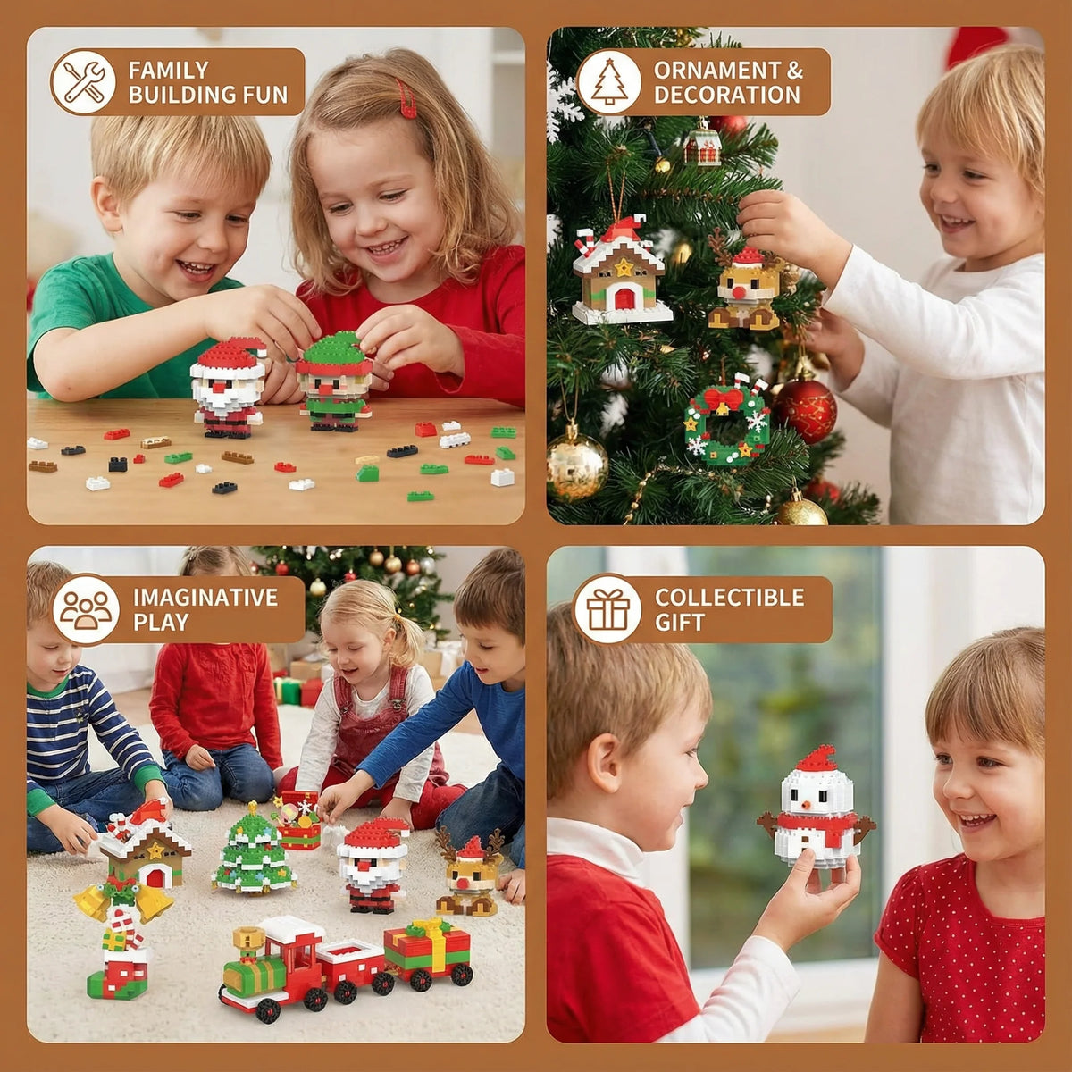 Holiday Block Set Interlocking Reusable Colorful