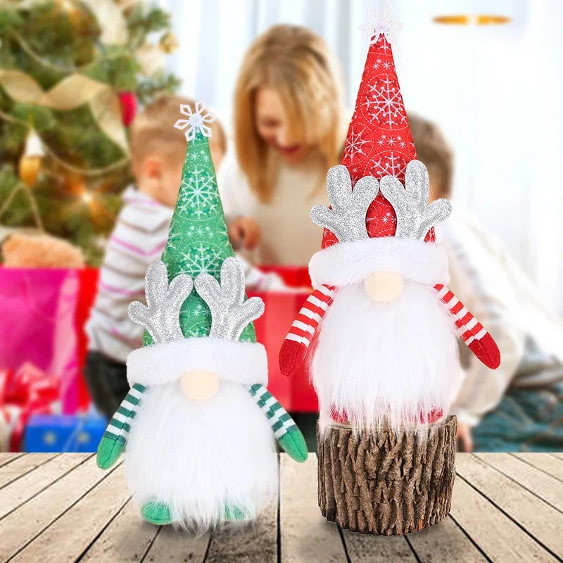 Holiday Gnome Figurine Snowflake Hat & Antlers Lightweight