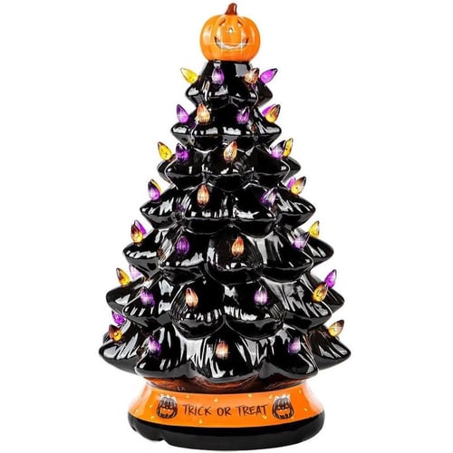 Holiday Tree Dual-Season LED Purple & Orange Battery-Powered