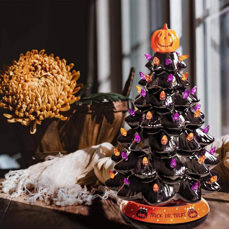 Holiday Tree Dual-Season LED Purple & Orange Battery-Powered