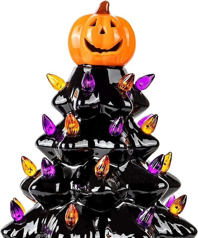 Holiday Tree Dual-Season LED Purple & Orange Battery-Powered