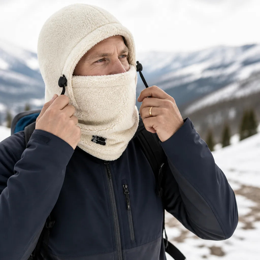 Hooded Neck Warmer Plush Adjustable Fit Windproof
