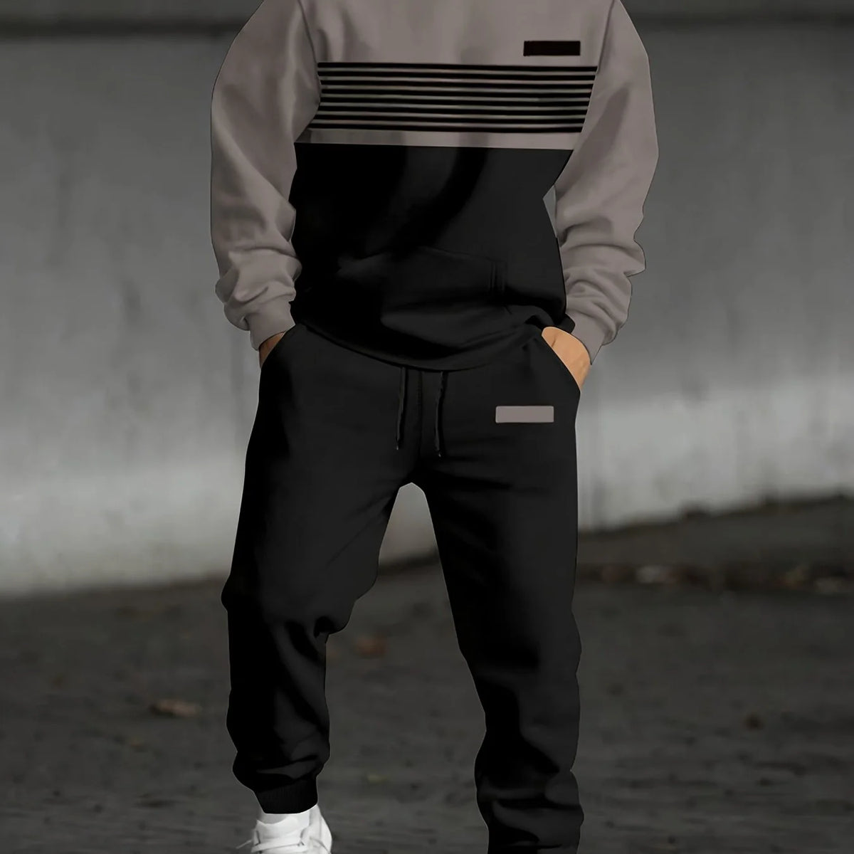 Hooded Sweatshirt Color Block Roomy Fit & Full-Length Sleeves