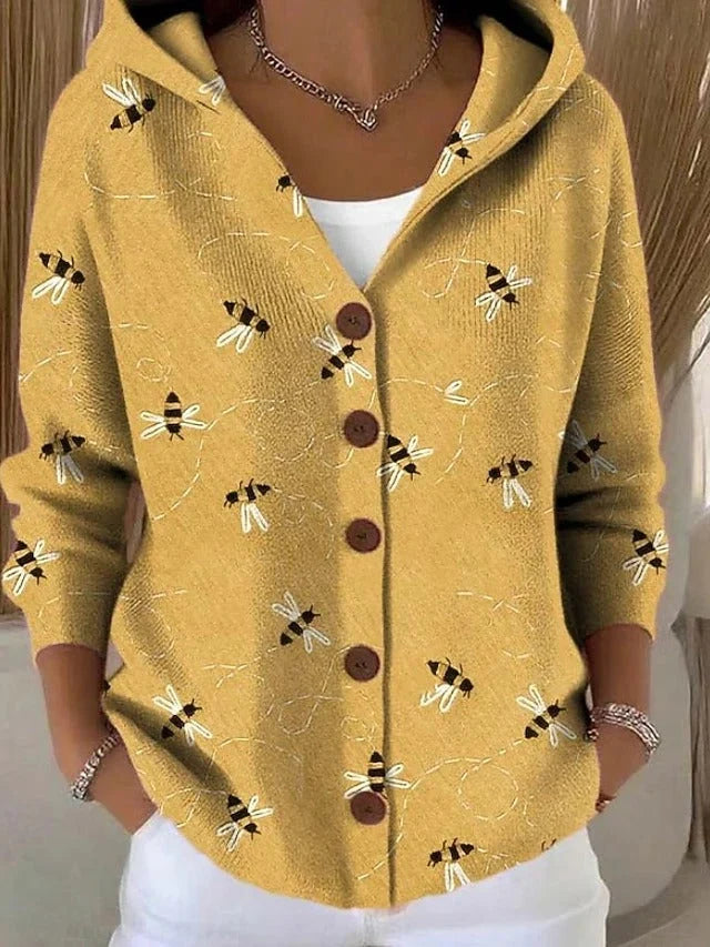Hoodie Oversized Artistic Print Velvety Fleece-Lined