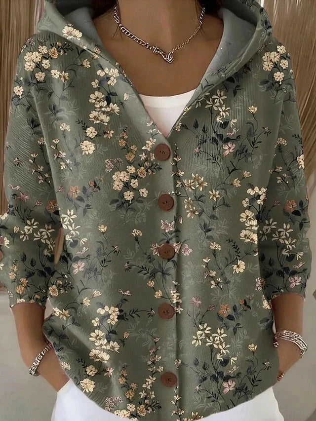Hoodie Oversized Artistic Print Velvety Fleece-Lined