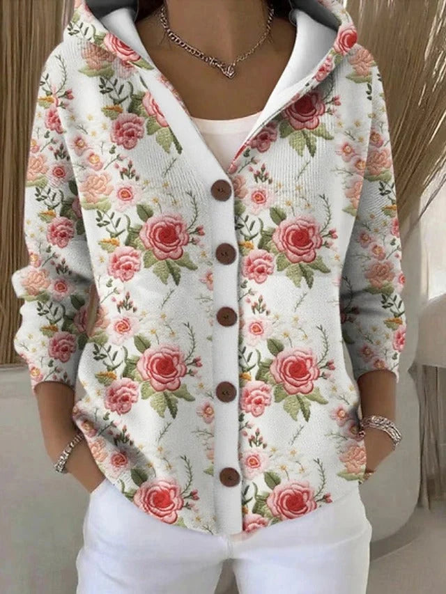 Hoodie Oversized Artistic Print Velvety Fleece-Lined