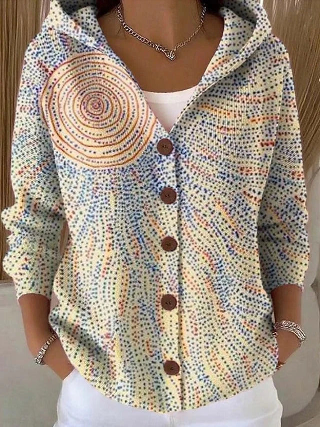 Hoodie Oversized Artistic Print Velvety Fleece-Lined