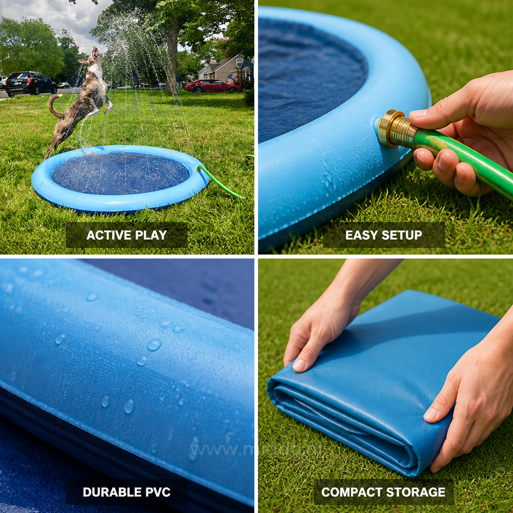 Hose-Connect Pet-Safe PVC Splash Pad (Foldable)