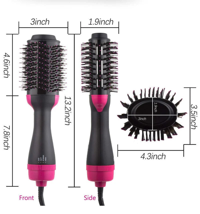 Hot Air Brush 3-in-1 Ionic Frizz Control Lightweight Ergonomic Grip