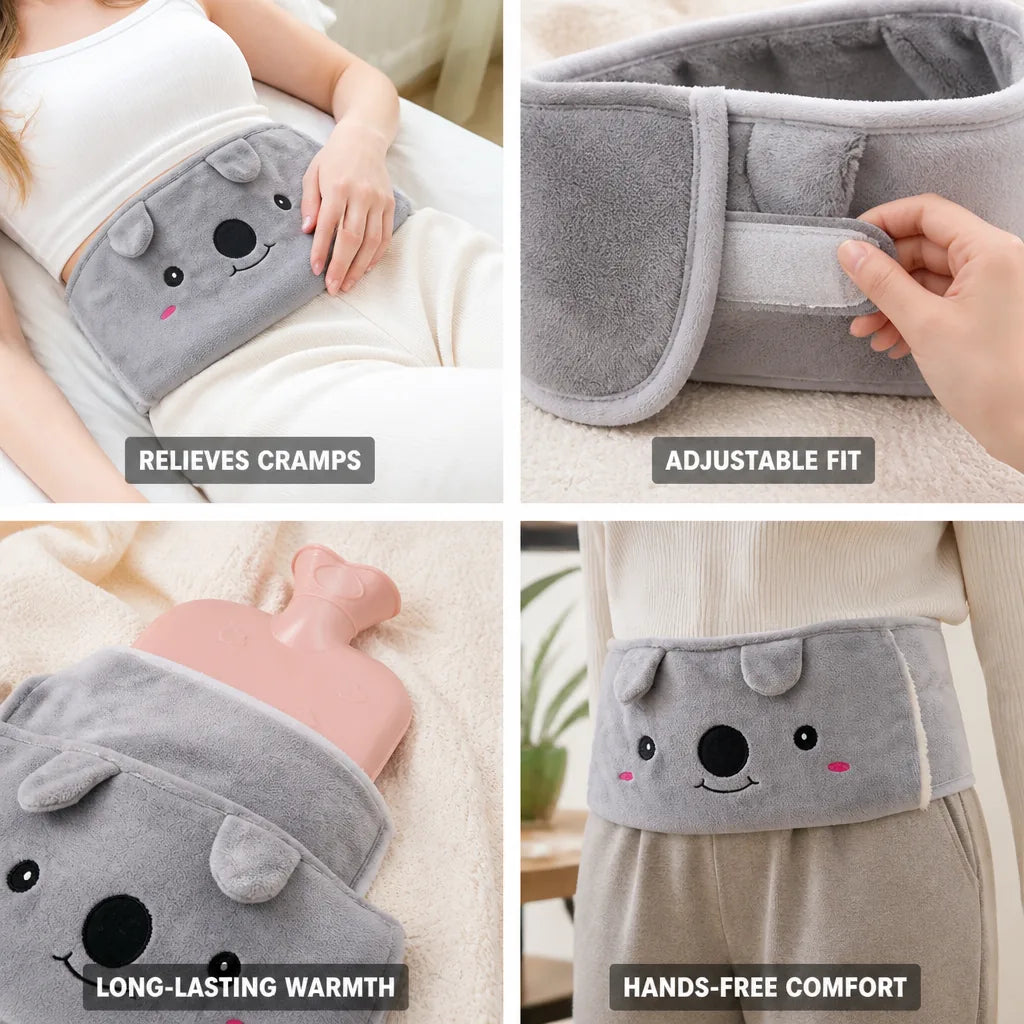 Hot Water Bottle Belt Hands-Free Adjustable Includes Bottle