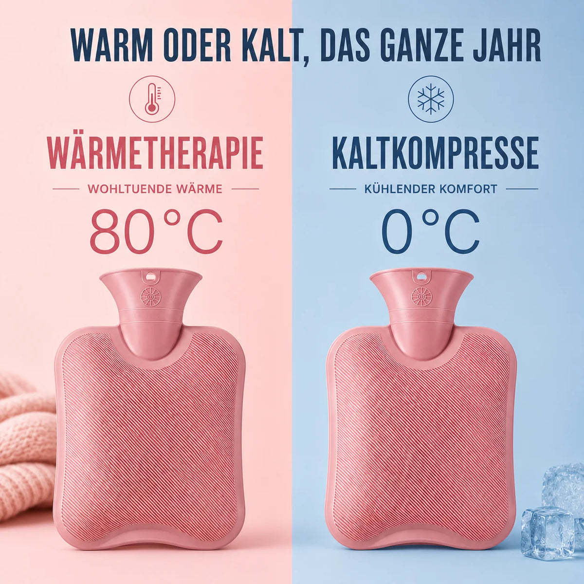 Hot Water Bottle Knitted Cover 8-Hour Warmth
