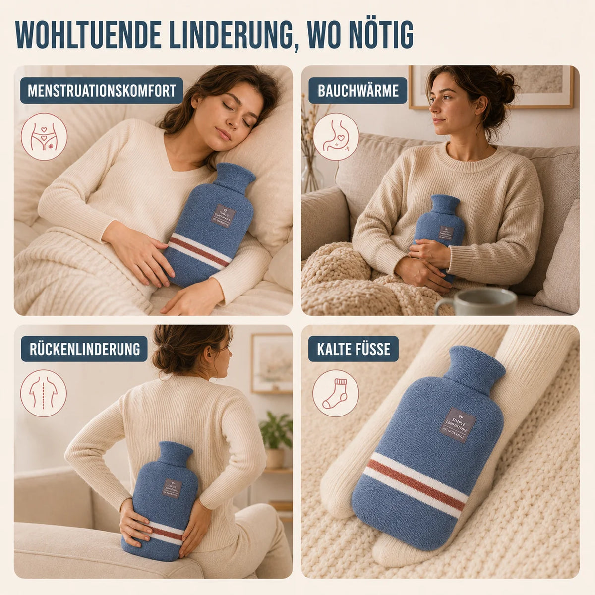 Hot Water Bottle Knitted Cover 8-Hour Warmth