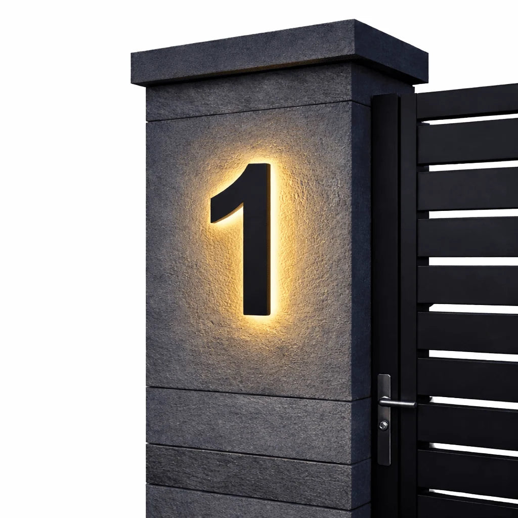 House Number Sign Backlit Metal & Acrylic IP68 Waterproof