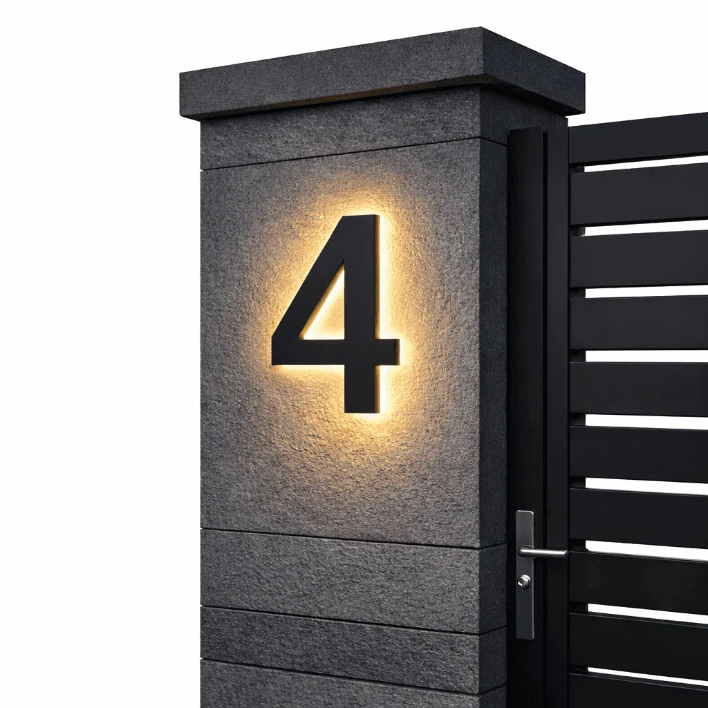 House Number Sign Backlit Metal & Acrylic IP68 Waterproof