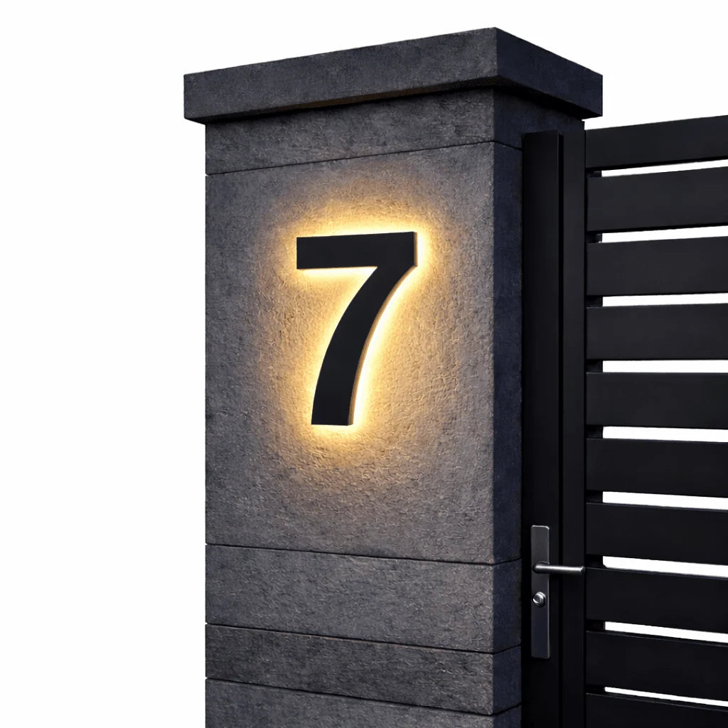 House Number Sign Backlit Metal & Acrylic IP68 Waterproof