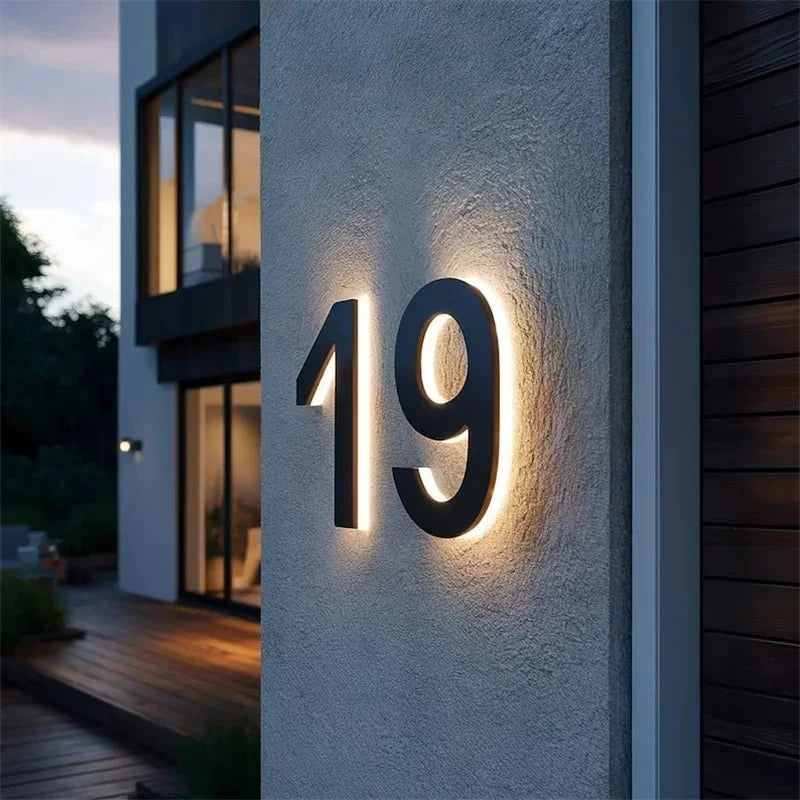 House Number Sign Backlit Metal & Acrylic IP68 Waterproof