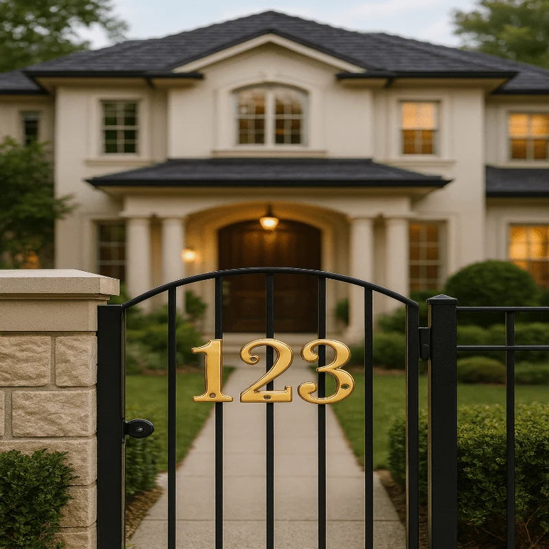 House Number Solid Brass Classic Design Mounting Hardware Included