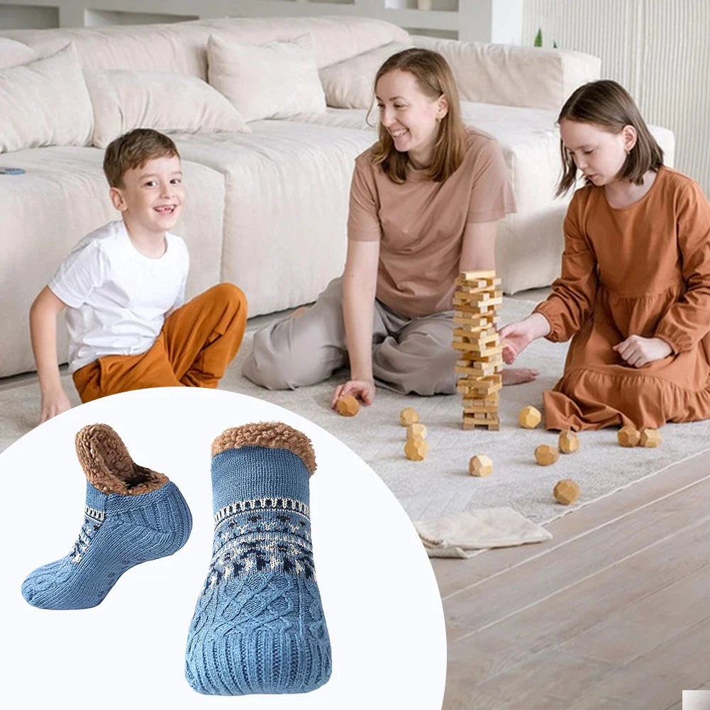 House Socks Knitted Fleece-Lined Non-Slip Sole