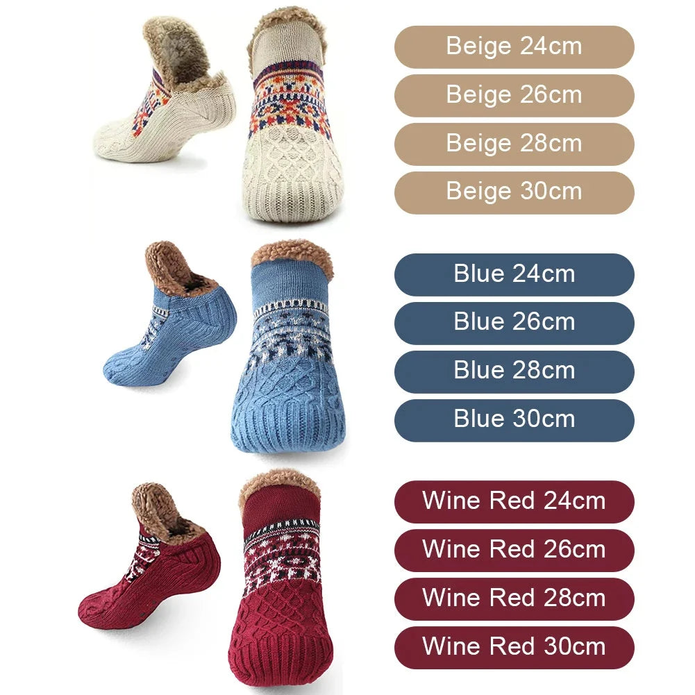House Socks Knitted Fleece-Lined Non-Slip Sole