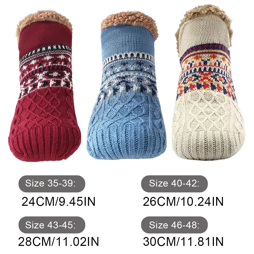 House Socks Knitted Fleece-Lined Non-Slip Sole