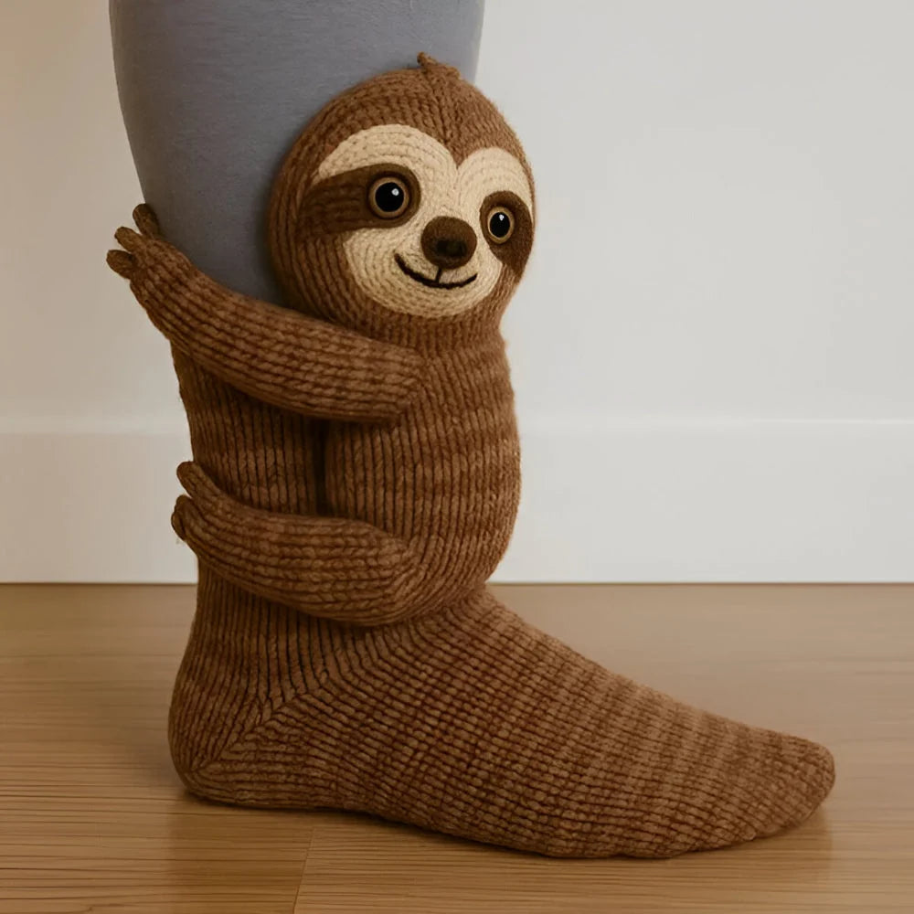 House Socks Plush Warmth Non-Slip Sole Animal Designs