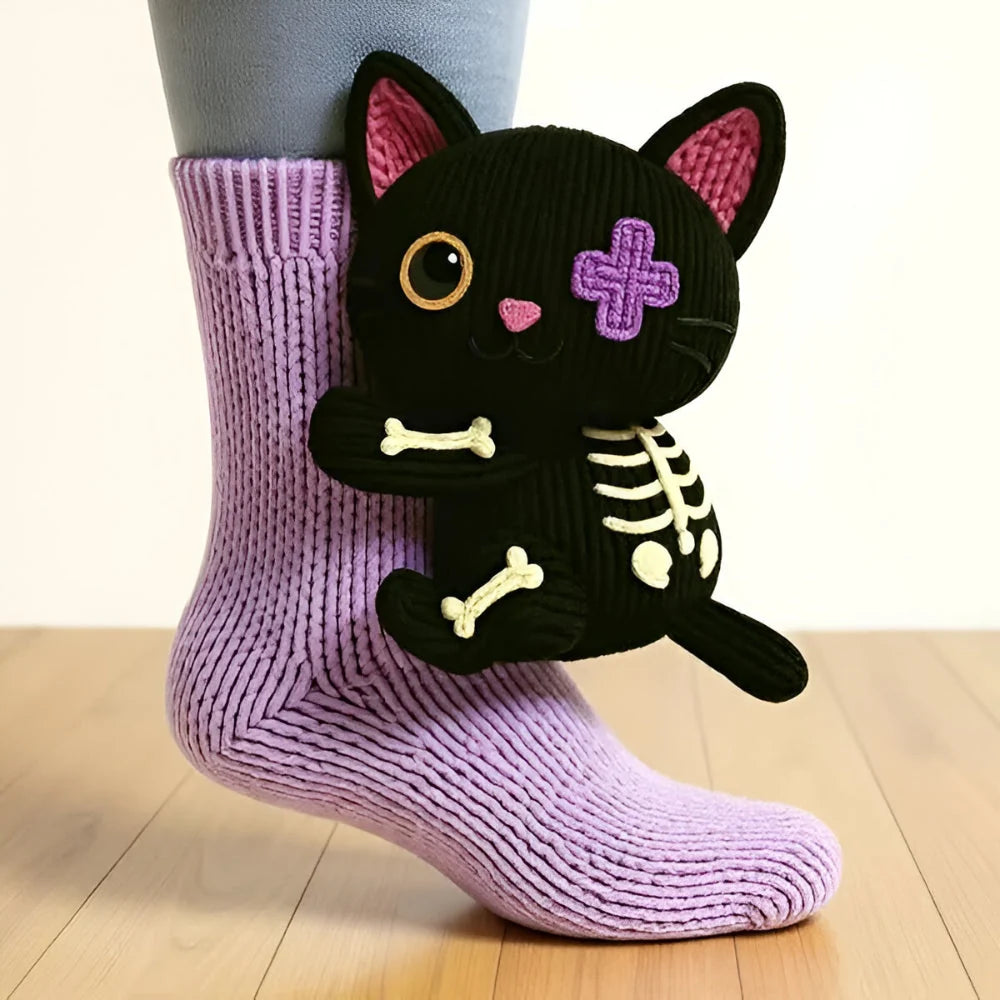House Socks Plush Warmth Non-Slip Sole Animal Designs