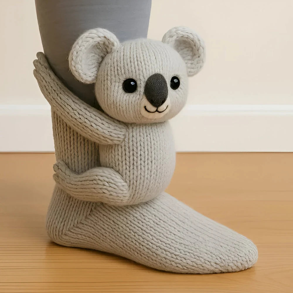 House Socks Plush Warmth Non-Slip Sole Animal Designs