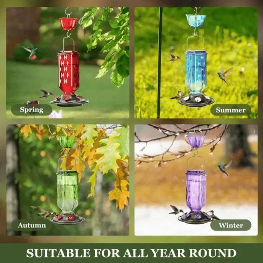 Hummingbird Feeder Clear Glass Ant Moat 24 Oz Capacity