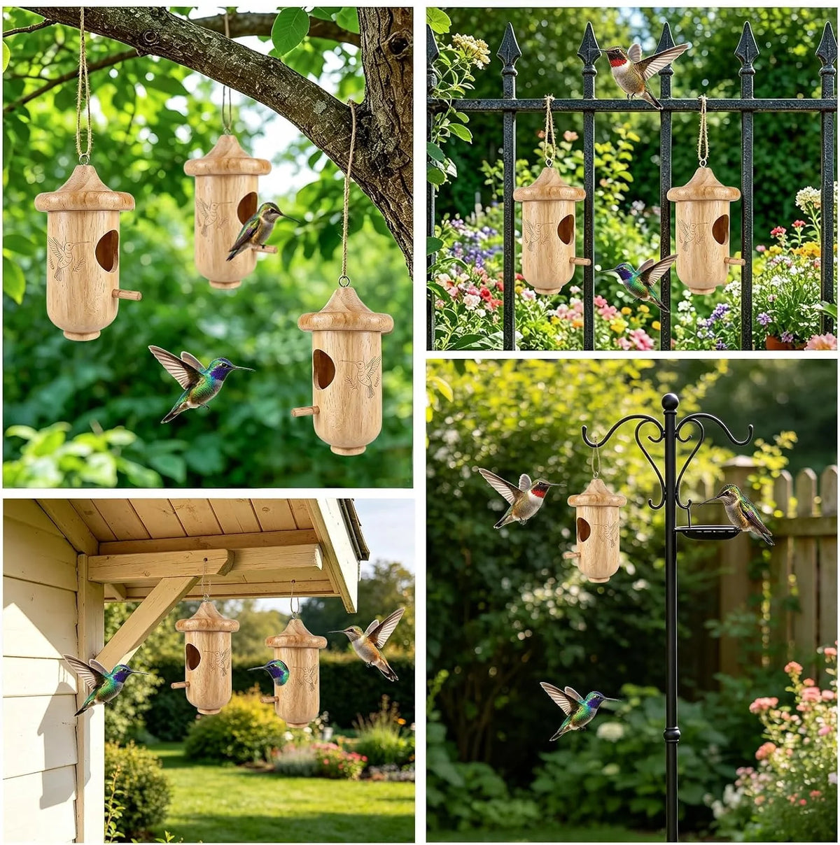 Hummingbird Nesting House Solid Pine Hinged Roof 3-Pack