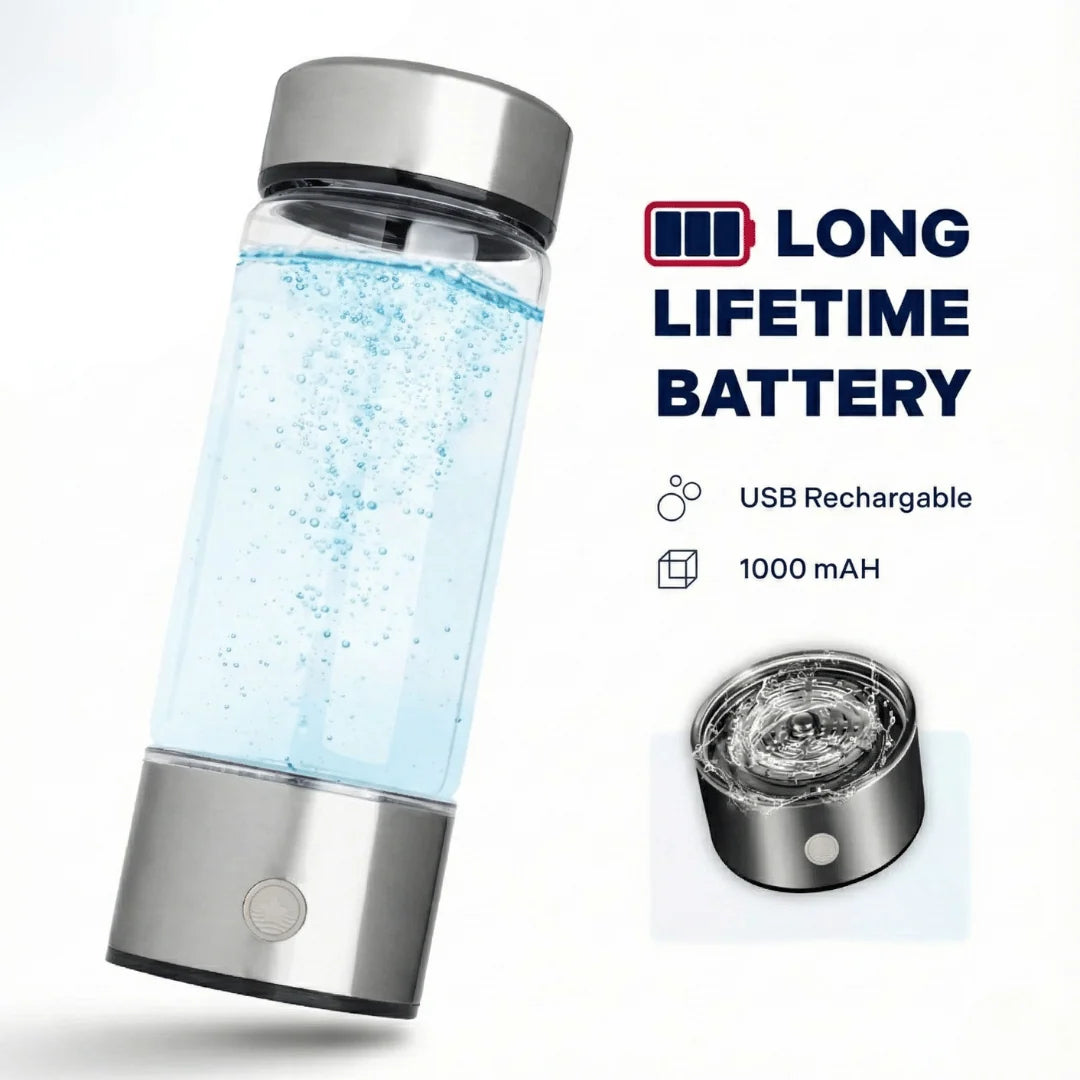 Hydrogen Water Bottle Electrolysis Rechargeable 500ml BPA-Free