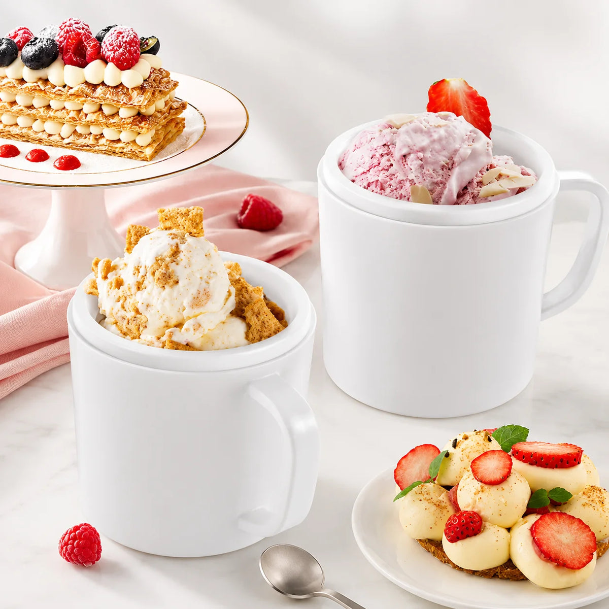 Ice Cream Maker Dual Freezer Bowls Churns While Freezing