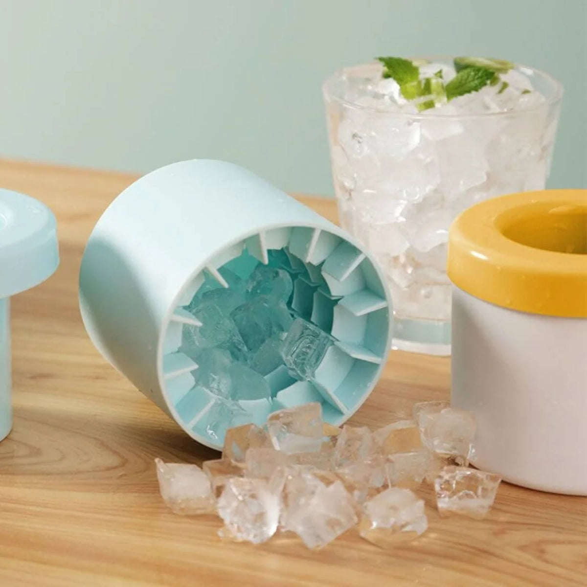 Ice Cube Tray Set Stackable Fitted Lids Flexible Base