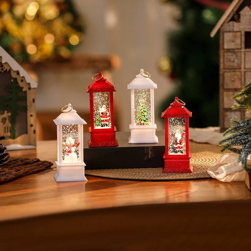 Illuminated Christmas Lantern Cordless Soft-Glow Snowman Scene