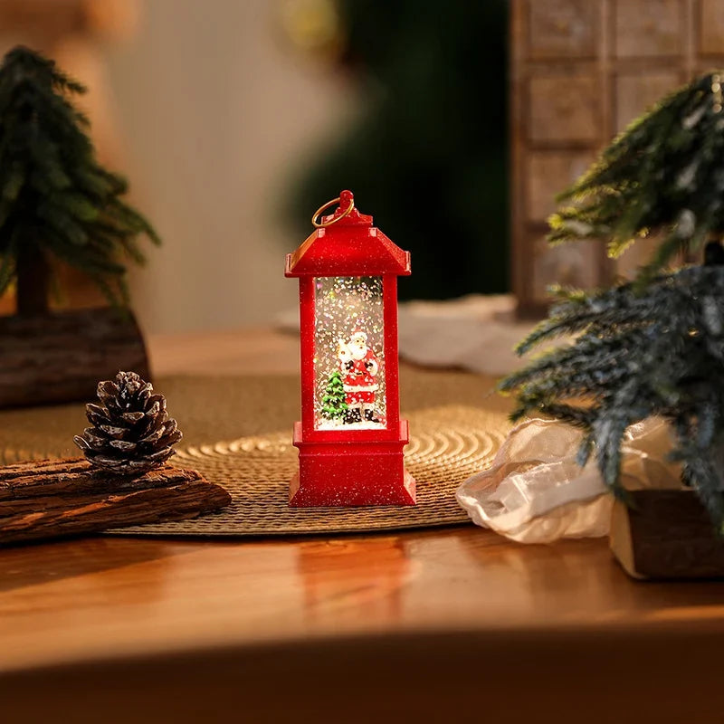 Illuminated Christmas Lantern Cordless Soft-Glow Snowman Scene