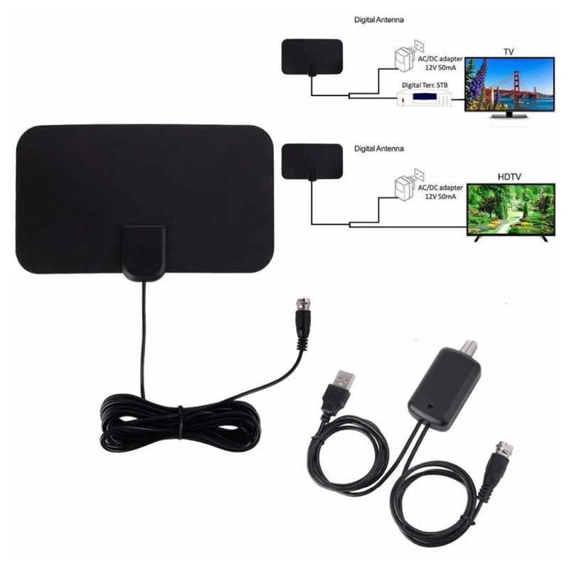 Indoor HDTV Antenna 300-Mile Range 37dB Signal Booster