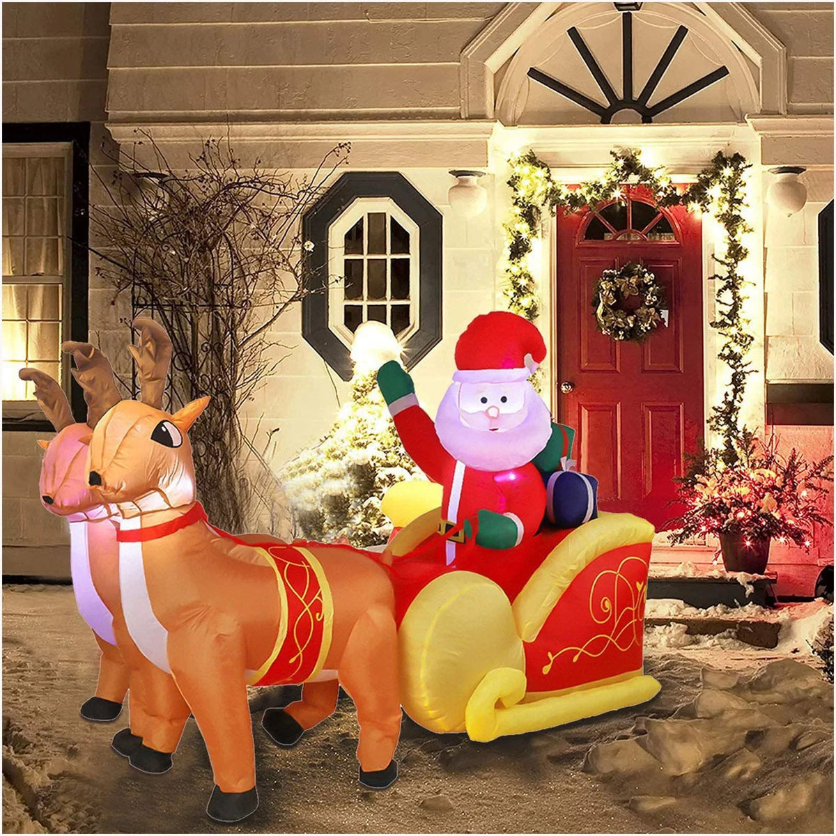 Inflatable Christmas Decoration Built-In Blower Colorful LED Weather-Resistant