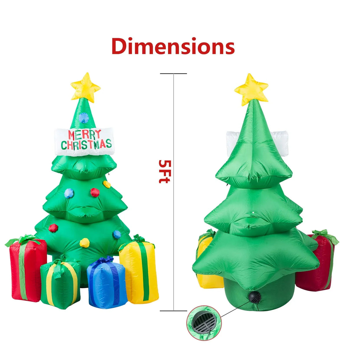 Inflatable Christmas Tree Pre-Decorated Weatherproof Pump & Stakes