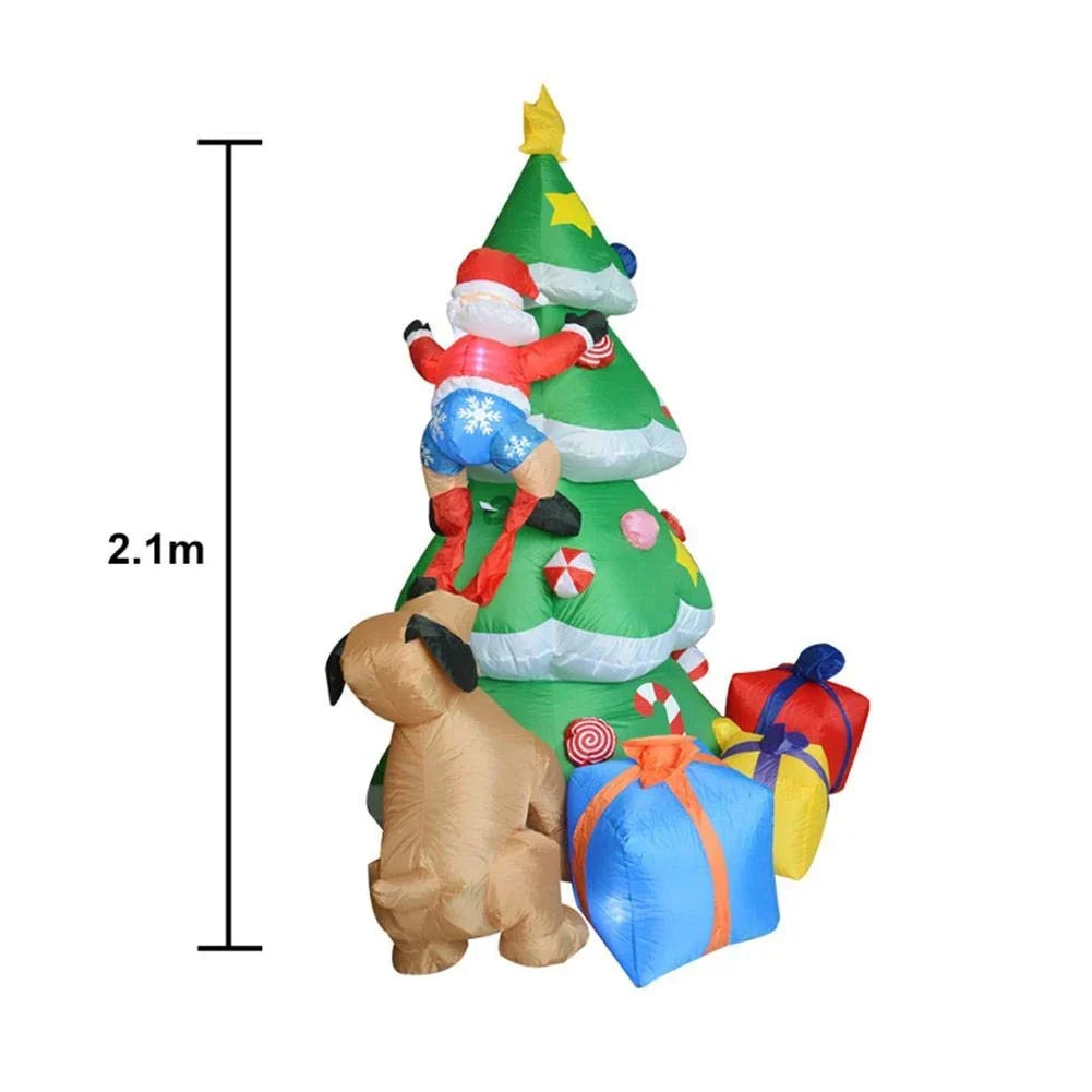 Inflatable Christmas Tree Santa & Dog Figures Weatherproof Indoor Outdoor